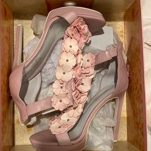Jeffrey Campbell pink flower sandals
